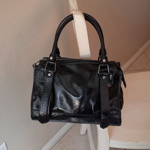 Burberry black patent leather satchel purse